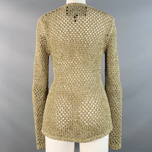 MARC JACOBS Size S Gold Nylon Metallic Knit Crew Neck Pullover - Picture 4 of 6